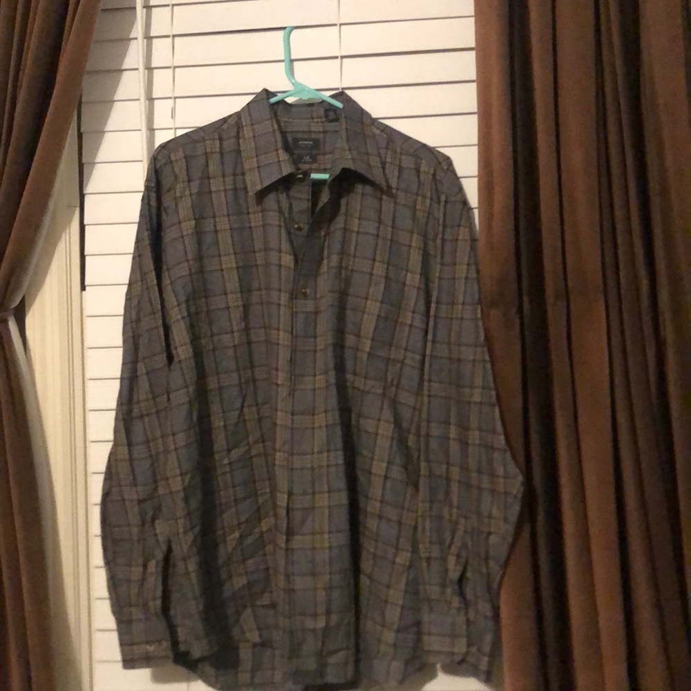 Black white and grey button down dress shirt